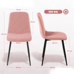 Conjunto de 4 Cadeiras de Jantar em Veludo com Pernas de Aço para Sala 45x54x87 cm Rosa