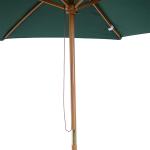 Chapéu de Sol Ø250x230cm Chapéu de Sol com Mastro de Madeira com 6 Hastes Sistema de Polia com Fixação para Jardim Pátio Terraço Verde