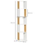 Estante de Livros em Forma de S Estante com 5 Prateleiras Abertas para Sala de Estar Escritório Anti - Tombo 33x28x161cm Branco