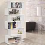 Estante Moderna com 6 prateleiras em forma de S Madeira 80 x 25 x 192 cm branco