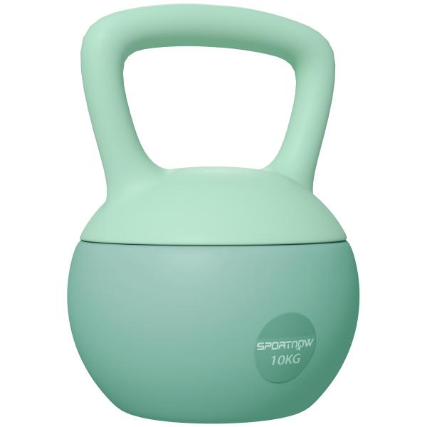 Kettlebell de 10 kg Pesa Russa Preenchida de Areia Metálica e Alça Antiderrapante para Treino em Casa Ginásio 21x21x30 cm Verde