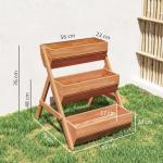 Floreira de Madeira de 3 Níveis Floreira Elevada de Exterior com Orifícios de Drenagem 65x75x76 cm Castanho