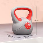 Kettlebell 14 kg Peso Russo com Revestimento de PU e Enchimento de Areia para Treinamento 26x18x32 cm Vermelho e Cinza