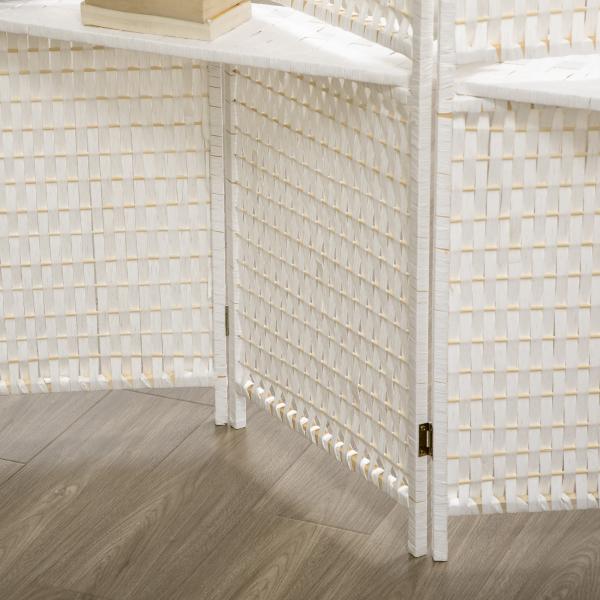 Biombo de 4 Painéis Dobrável Separador de Ambientes Divisor de Ambientes com Prateleiras 181x180cm Branco