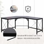 Secretária em Forma de L Secretária para Escritório com Estrutura de Metal Secretária de Canto 150x150x76 cm Preto