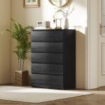 Cómoda 5 Gavetas Cômoda para Quarto Móvel de Arrumação Estilo Moderno 77x40x111,5 cm Preto Veteado