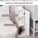 Armário de Casa de Banho Estreito com Orifício para Papel Higiénico e Prateleiras Estilo Moderno 19,5x19,5x65 cm Branco