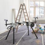Suporte universal para serra de esquadria dobrável com distância de trabalho ajustável 123,5 - 245x73x96 cm Preto