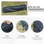 Tenda Dobrável 3x3 Portátil de Jardim com Bolsa de Transporte com Rodas Aço para Exterior Festas Campismo Verde