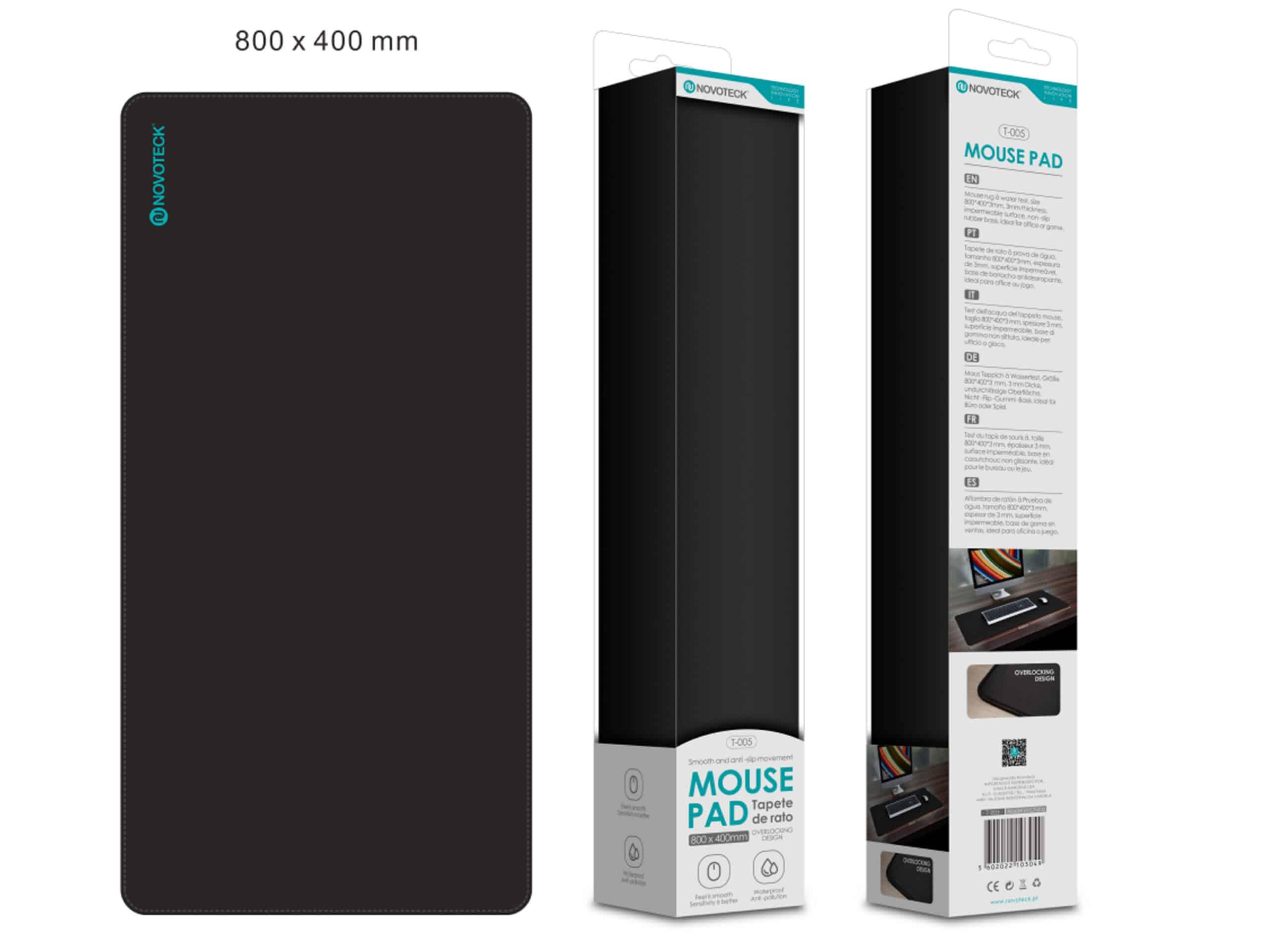 Tapete de Rato Grande T - 005 Preto 800x400mm, Superfície Premium, Antiderrapante