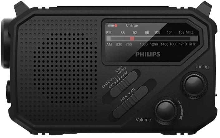 Rádio Portátil Analógico/Digital TAR1609 c/ Lanterna e Painel Solar (Preto) - PHILIPS