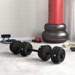 Conjunto de Halteres 25 kg 2 em 1 com Barra e Pega Antiderrapante para Treino de Força em Casa Ginásio Escritório Preto e Verde