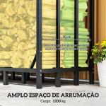 Suporte para Lenha com Cobertura Estante para Lenha de Metal com Estrutura Reforçada e Anéis de Bloqueio 143x70x145 cm Preto