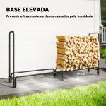 Suporte para Lenha com Cobertura Ajustável para Interior e Exterior Carga 200 kg 200x36x99 cm Verde Escuro e Preto