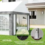 Tenda para Festa 4x8 m Tenda de Jardim com Paredes Removíveis Portas e Janelas Anti - UV para Casamento e Eventos Cinzento