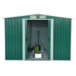 Abrigo de Jardim 258x206x178cm 5,3m² Abrigo de Aço Galvanizado com Portas de Correr e Ventilações para Armazenamento de Ferramentas Jardinagem Verde