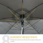 Chapéu de Sol de Praia Grande Ø180 cm Chapéu de Sol de Exterior com Ângulo Ajustável Proteção UV50+ Mastro de Ø32 mm Cinza