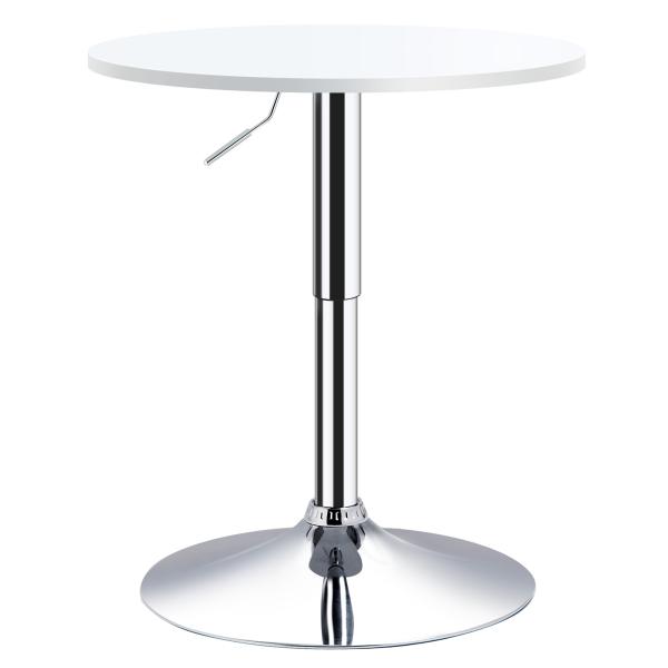 Mesa de bar ajustável em altura com base redonda e antideslizante para cozinha sala de jantar Ø60x69 - 93 cm Branco