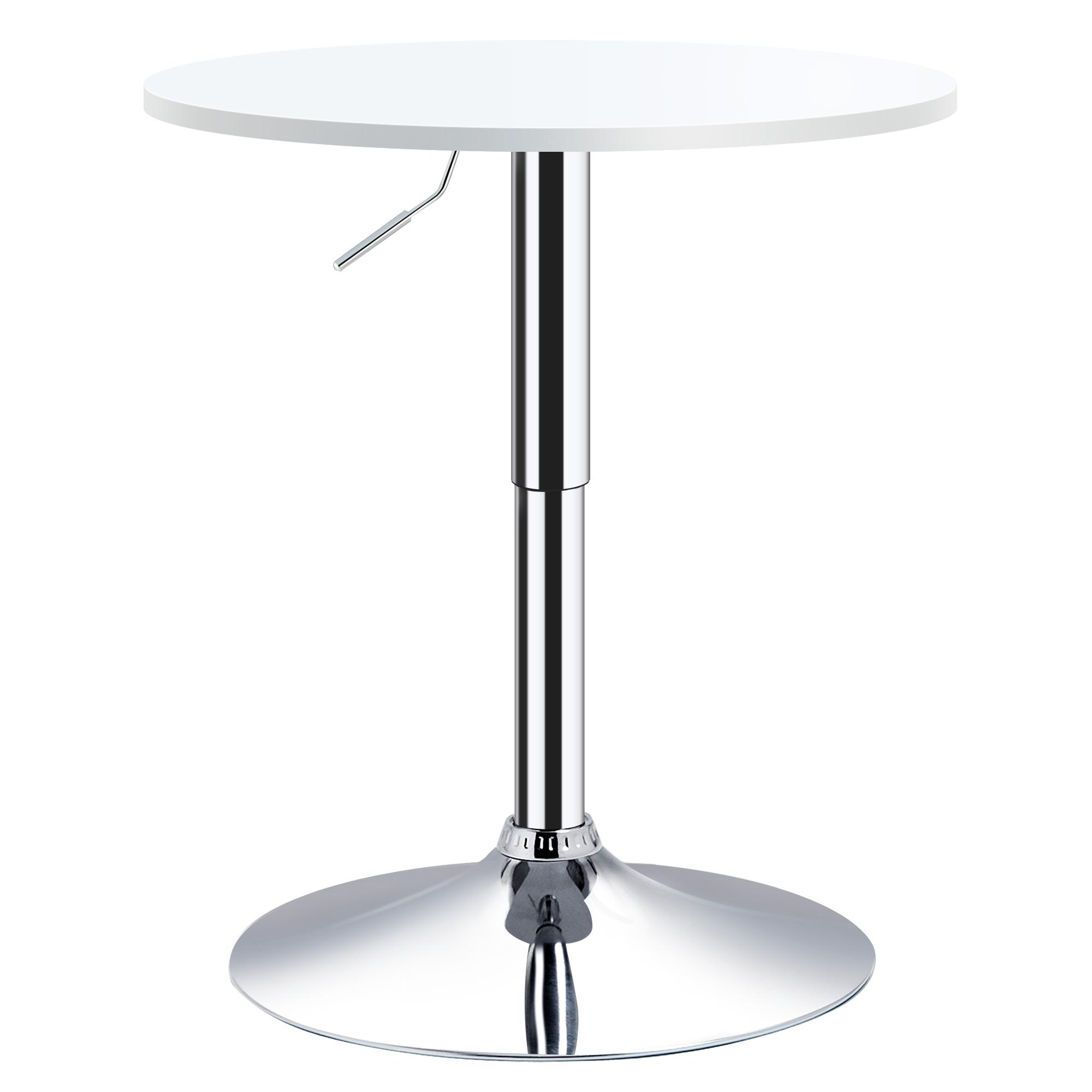 Mesa de bar ajustável em altura com base redonda e antideslizante para cozinha sala de jantar Ø60x69 - 93 cm Branco