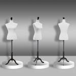 Manequim de Costura Feminino Manequim de Costura Ajustável a 130 - 168 cm com Tripé de Madeira Branco
