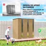 Abrigo de Jardim Exterior Metálico 1,37 m² 163x89x163 cm com Telhado Inclinado, Portas com Fecho e Luvas Castanho