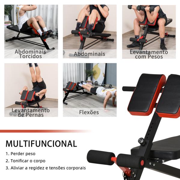 Banco de halteres inclinavel com 4 níveis de altura ajustável multifuncional para treinamento completo 64x146x73,5 - 85cm