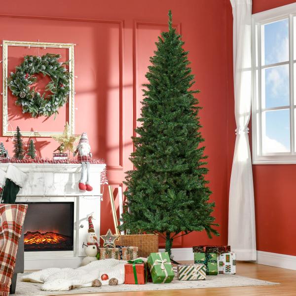 Árvore de Natal Artificial 210cm com 865 Ramos Ecológicos Decoração de Natal para Interiores Φ91x210cm Verde