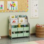 Estante Infantil para Brinquedos com 6 Caixas de Tecido Não Tecido Organizador de Brinquedos com 2 Prateleiras 63x30x71 cm Verde
