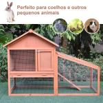 Casa para Coelhos de Madeira Coelheira para Exterior Teto de Tela de Asfáltica 144x64,5x100 cm Madeira