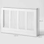 Cobertura para Radiador em MDF com Ripas e Prateleira para Sala e Quarto 120x18x84 cm Branco