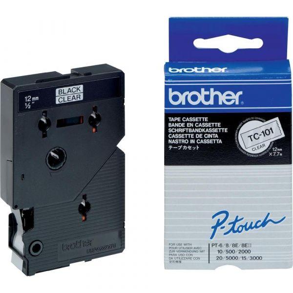 Fita Original TC - 101 Preto Sobre Transparente (7,7mts/1,2cm) - BROTHER