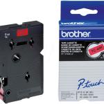Fita Laminada TC - 491 Preto Sobre Vermelho (7,7mts/0,9cm) - BROTHER