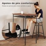 Mesa Alta de Cozinha com 2 Bancos EstiIo Industrial Prateleira Aberta Apoio para Pés para Espaços Reduzidos Castanho