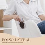 Poltrona Baloiço em Borrego Poltrona para Amamentação com Encosto Acolchoado Almofada e Base de Madeira de Borracha 67x82x100 cm Creme