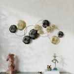 Decoração de Parede em Metal com Forma de Flor de Lótus Adorno para Sala Moderna Decoração 84x35 cm Dourado e Preto