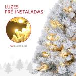 Árvore de Natal com Luzes LED 90 cm Árvore de Natal Artificial Nevado com 133 Ramos 14 Pinhas e Suporte de Metal Verde