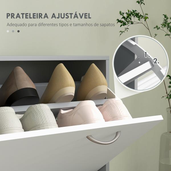Móvel Cabide de Entrada de 3 Peças Armário de Entrada com Cabide Espelho Sapateira e Gaveta 90x10x102 cm Branco e Cinza