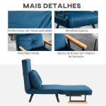 Poltrona Convertível em Cama Poltrona 3 em 1 Convertível em Cama com Encosto Ajustável em 5 Níveis 63x73x81 cm Azul