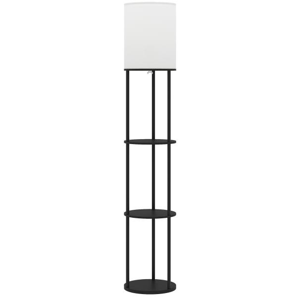 Candeeiro de Pé com Prateleiras 3 Temperaturas de Cor Controlo Remoto e Casquilho E27 Ø29x158 cm Preto