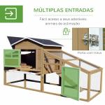 Galinheiro de Madeira Exterior Gaiola para 2 - 4 Galinhas com Grade de Arame Tetos Asfálticos Ninho Bandeja Removível Rampa e Zona Aberta 200x80x105cm Natural e Preto