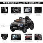 Carro Elétrico Infantil para Crianças de 3 - 5 Anos Licença Audi RS Q8 com Bateria 6V Controle a Distância Música MP3 Buzina e Luzes Velocidade Máx. 3km/h 101x62x51cm Preto
