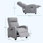 Poltrona de Massagem Reclinável com Controlo Remoto 2 Áreas de Massagem 8 Programas 5 Níveis 68x88x98 cm Cinzento