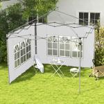 2 Paredes Laterais para Tenda de 3x3 / 3x4 m 295x195 cm Parede de Substituição de Tecido Oxford para Tendas Dobráveis Branco