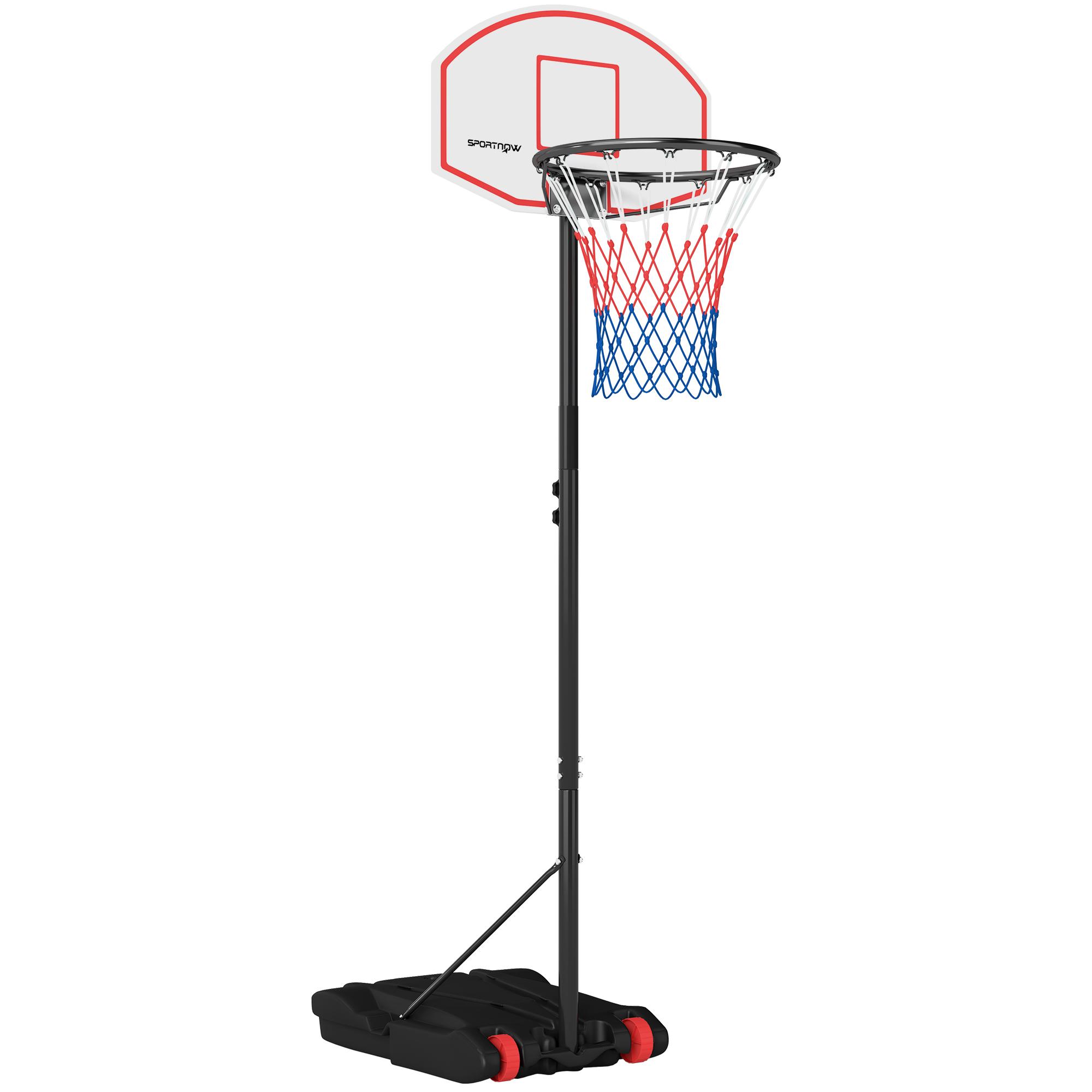 Tabela de Basquetebol para Exterior com Alvo de Dardos com Ajustável 210 - 247 cm Rodas Base Rellenável Preto