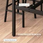 Conjunto de Mesa Alta de Cozinha com 2 Bancos Estrutura em Aço Estilo Industrial para Sala de Jantar Castanho Rústico