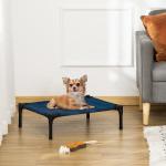 Cama para Animais de Estimação Cama Elevada para Cães Gatos Portátil Tecido Transpirável para Exterior Interior 64x46x18cm Azul
