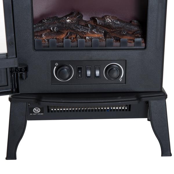 Lareira Elétrica Portátil 1000/2000W com Efeito de Chama Realista e Proteção Contra Superaquecimento 41,5x28x54 Preto