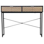 Mesa Consola 100x30x75 cm Mesa de Entrada Moderna com 2 Gavetas de Armazenamento Preto e Madeira