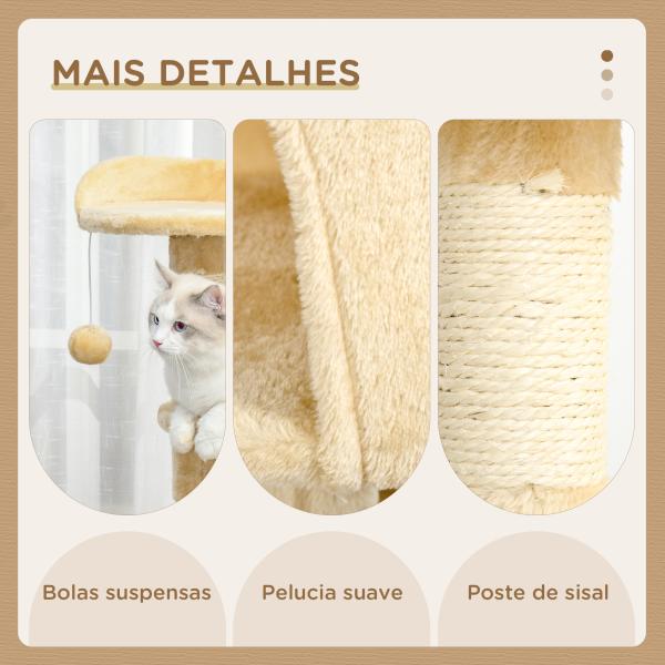 Árvore de gato com plataformas Cabines Bolas de jogo bege 40x40x114cm