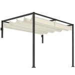 Pérgola de Parede 297x211x220 cm Pérgola de Jardim com Teto Retrátil e Estrutura de Aço Pérgola Creme
